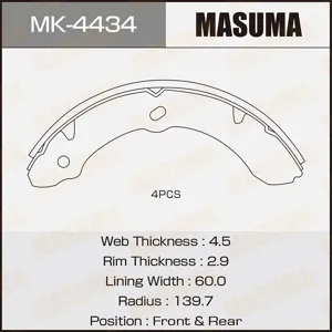 MASUMA MK4434 Колодки торм.
