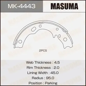 MASUMA MK4443 Колодки торм. (барабанные)