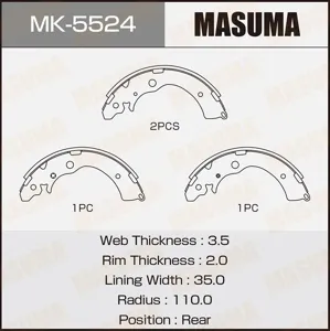 MASUMA MK5524 Колодки торм.барабанные Honda Accord 1.8i2.0i 16V 90-92