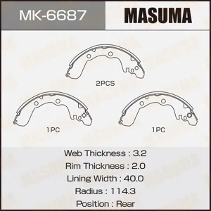 MASUMA MK6687 Колодки торм. (барабанные)