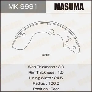 MASUMA MK9991 Колодки торм.