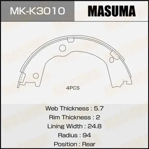 MASUMA MKK3010 Колодки торм. (барабанные)
