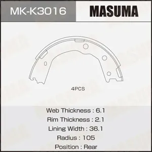 MASUMA MKK3016 Колодки торм.