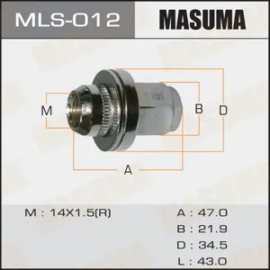 MASUMA MLS012 Гайка колесная 14x1.5 под ключ=22 мм 14x1.5 с шайбой d 35mm под ключ=22 мм