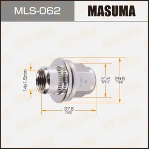 MASUMA MLS062 Гайка колесная конус 14x1.5 с шайбой D 30mm под ключ=21мм