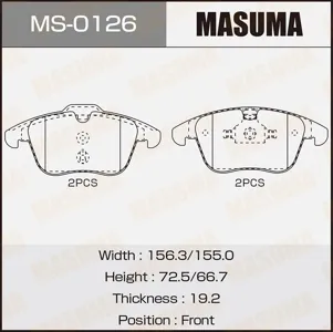 MASUMA MS0126 Колодки торм.передние Ford Galaxy C-Max Mondeo 2.01.8TDCi2.0TDCi 06>