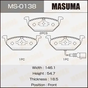 MASUMA MS0138 Колодки торм.передние Audi A2, A3, A3 96-13