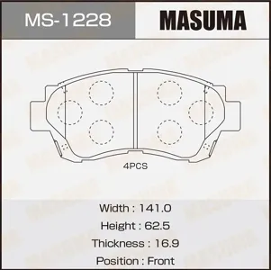 MASUMA MS1228 Колодки торм.передние Toyota Camry 2.23.0 91-96 Celica 2.0 92-99