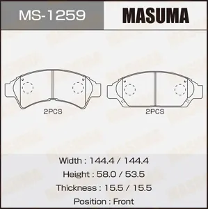 MASUMA MS1259 Колодки дисковые , AN-355K, PF-1259 front (112)