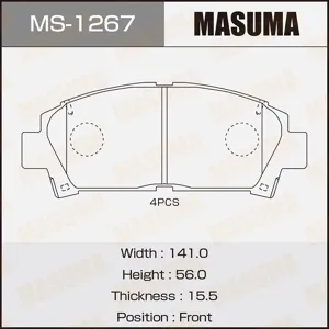 MASUMA MS1267 Колодки торм.передние Toyota Carina E 1.6-2.0D 93-97 Avensis 1.6i-2.0TD 97-00