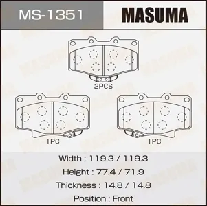 MASUMA MS1351 Колодки торм. NISSNA Hilux Surf 93-