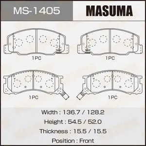 MASUMA MS1405 Колодки торм.передние с антискр. пл. Toyota Liteace CR50G 96>
