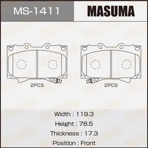 MASUMA MS1411 Колодки торм.передние Toyota Land Cruiser 100 4.7i 32V4.2TD 98>