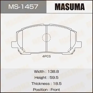 MASUMA MS1457 Колодки торм.передние Toyota Highlander 00-07