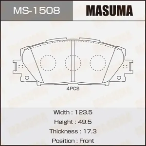MASUMA MS1508 Колодки торм.передние Toyota Prius 1.8 Hybrid 09>