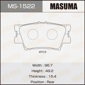 MASUMA MS1522 Колодки торм.задние Toyota RAV4 2.43.5i2.4D 4WD 06>