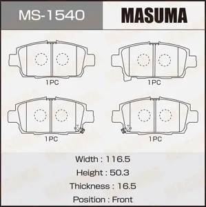 MASUMA MS1540 Колодки торм.передние