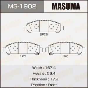 MASUMA MS1902 Колодки торм.передние Toyota Venza 09-11
