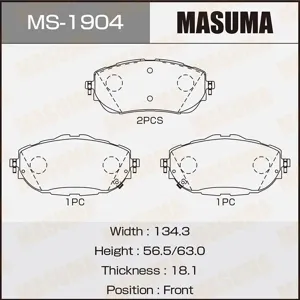 MASUMA MS1904 Колодки торм.передние Toyota Corolla , Auris 1.3-1.81.4D 12>