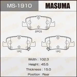 MASUMA MS1910 Колодки дисковые , AN-8187WK, NP1114, P83080 rear (112)