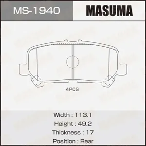 MASUMA MS1940 Колодки торм.