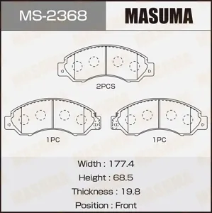 MASUMA MS2368 Колодки дисковые , AN-381WK, PF-2368 front (110)