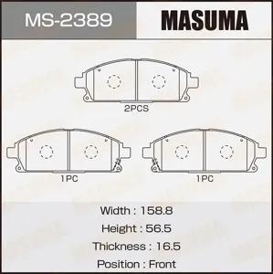 MASUMA MS2389 Колодки торм.передние Nissan Patfinder X-Trail 97>, Nissan Infiniti Q45 89-01
