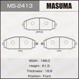 MASUMA MS2413 Колодки торм.передние 166x19x61.3 Nissan Patrol Y61 2.8TDTDiC3.0DTi 97>