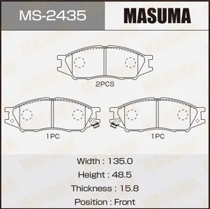 MASUMA MS2435 Колодки торм.передние Nissan Sunny B15 98> Almera Classic 06>