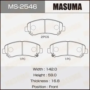 MASUMA MS2546 Колодки торм.передние Nissan Qashqai all 07> X-Trail 07>