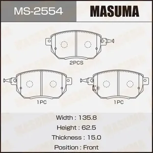 MASUMA MS2554 Колодки торм.передние Nissan Murano 3.5 4WD 05>, Infiniti FX 3.5-4.5 03>
