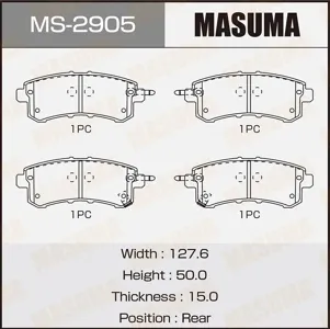 MASUMA MS2905 Колодки торм.задние Infiniti QX4 0197-> Infiniti QX56 0110-> Infiniti QX56 0903-1210