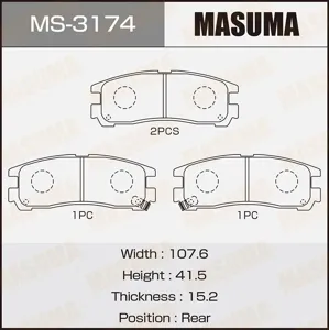 MASUMA MS3174 Колодки торм.задние Mitsubishi Galant 1.8-2.52.0TDGDi 92-00Eclipse 95>