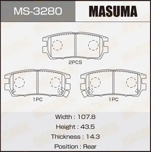 MASUMA MS3280 Колодки торм.задние Mitsubishi Pajero 2.4-2.8TD 90-94Space Gear 95>