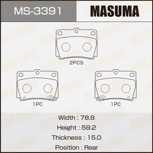 MASUMA MS3391 Колодки торм.задние Mitsubishi Montero Sport 3.0i2.5TD 98>