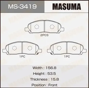 MASUMA MS3419 Колодки торм.передние Mitsubishi ChariotSpace Wagon 97>