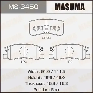 MASUMA MS3450 Колодки торм.задние Peugeot 4007 2.2HDi2.4, Citroen C-Crosser 2.2HDi 07>