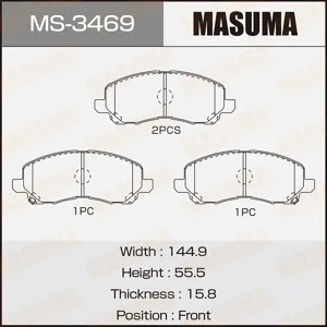 MASUMA MS3469 Колодки торм.передние Mitsubishi Space Runner 2.0i 16V2.4GDi 99>