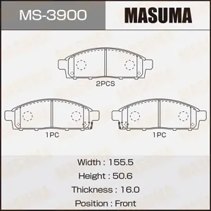MASUMA MS3900 Колодки торм.передние Mitsubishi L200 2.5 06>