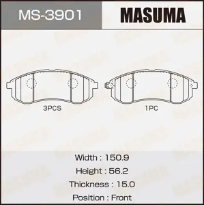 MASUMA MS3901 Колодки торм.передние Mitsubishi L200 2.5TD 4WD 01>