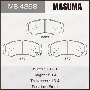 MASUMA MS4258 Колодки дисковые , AN-386WK, NP4001, P59020 front (112)