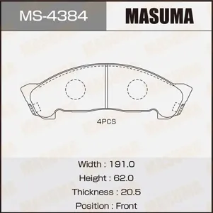 MASUMA MS4384 Колодки торм.передние