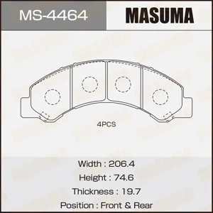 MASUMA MS4464 Колодки торм.передние Hino 300, Isuzu Elf 3.0D-5.2D 92>