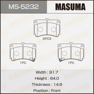 MASUMA MS5232 Колодки торм.передние Mazda 121 1.3 90-96323 1.3-1.61.7D 89-98Demio 1.3 98>