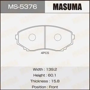MASUMA MS5376 Колодки торм.передние Mazda MPV 2.3i3.0i2.0Di 02>