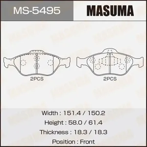MASUMA MS5495 Колодки торм.передние 150,4x18,6x61,3 Ford Fiesta , Mazda 2 1.3-1.61.4TDCi1.8Di 00>