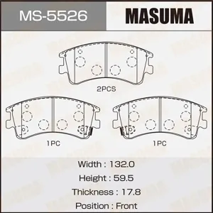 MASUMA MS5526 Колодки торм.передние Mazda 6 2.0i2.2i2.0Di 02> Akebono
