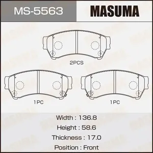 MASUMA MS5563 Колодки торм.передние Mazda 6 1.82.02.5 07>