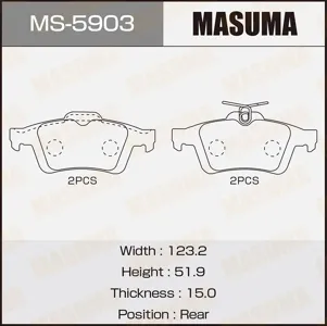 MASUMA MS5903 Колодки торм.задние Peugeot 508 1.6-2.2iHDi 10>