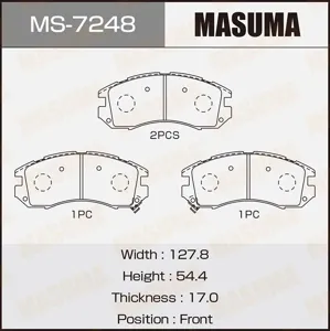 MASUMA MS7248 Колодки торм.передние Subaru Impreza Coupe (GFC) 0193-1200 Subaru Impreza Estate (GF) 08
